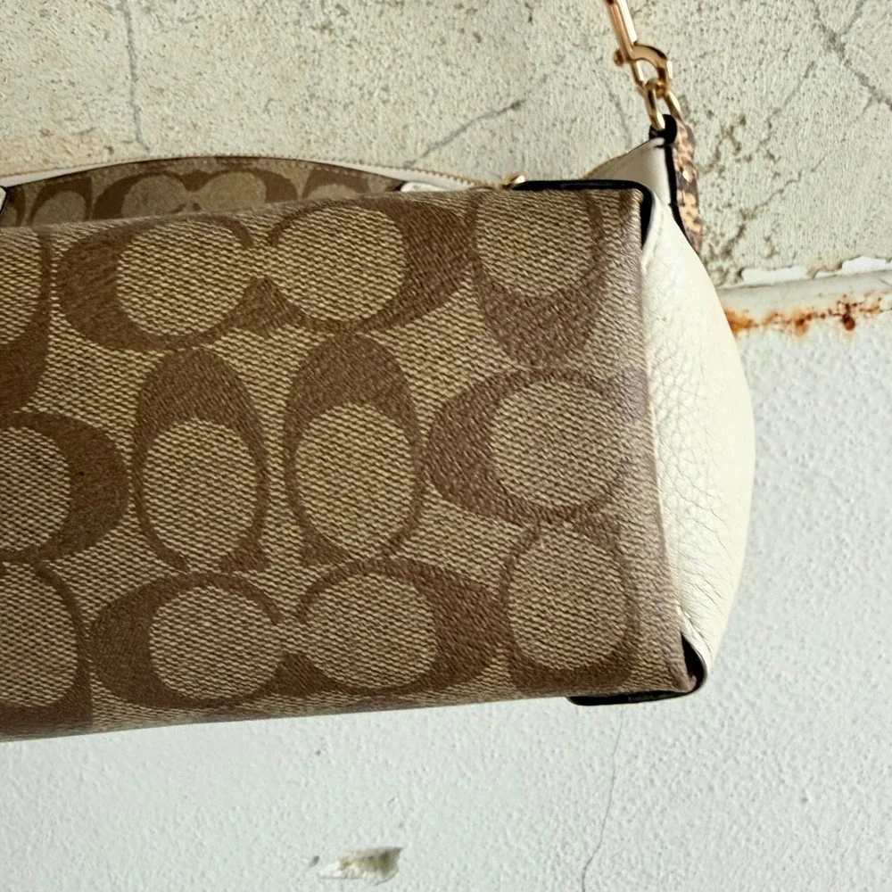 Coach Kelsey Satchel Colorblock Signature‎ Canvas Leather Bag Snakeskin C7261